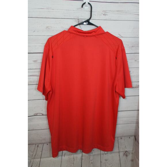 NIKE Men's Large Dri Fit Golf Polo Shirt, Red, Polyester, Collared, 3-Button - Picture 4 of 9